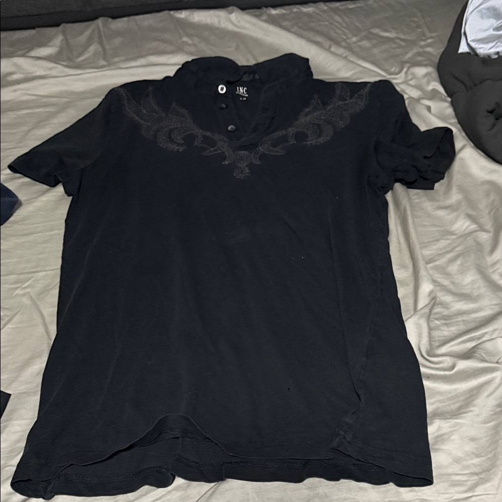INC International Concepts Black Polo Shirt